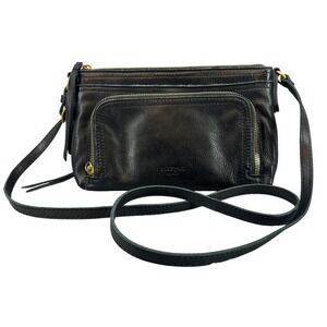 Margot Molly Black Leather Crossbody Minimalist Bag Missing Leather Zipper Pull